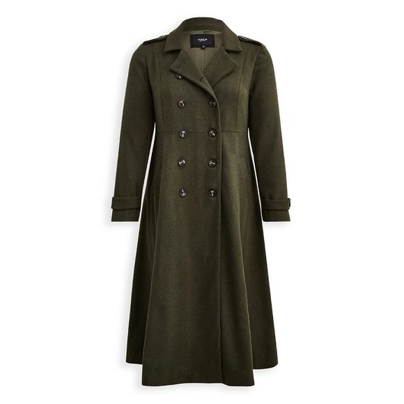 torrid Jackets & Blazers - Torrid FIT & FLARE MILITARY COAT - WOOL OLIVE GREEN Size 4